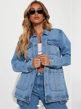 *NWT* Utility Chore Denim Jacket in Medium Blue Wash